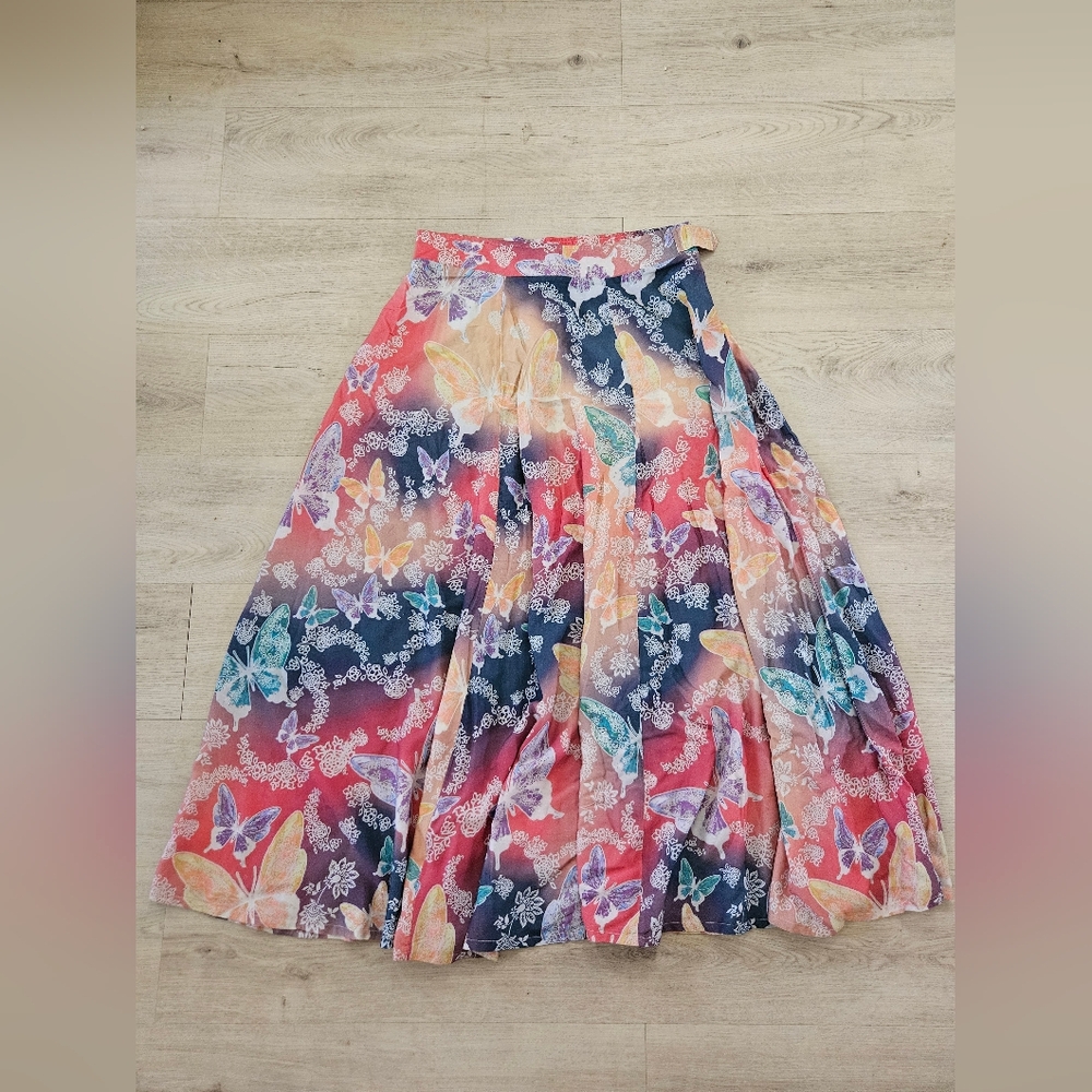 Soft Surroundings Butterfly Jardin D'eau Full Maxi Skirt Sz M Boho Goddess